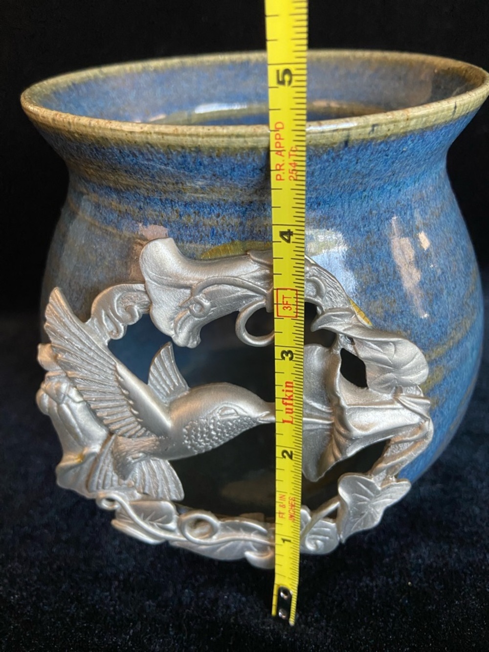 🩵 Studio Pottery Hand Thrown Hummingbird Plaque Candle Holder Artist Signed - Picture 8 of 9